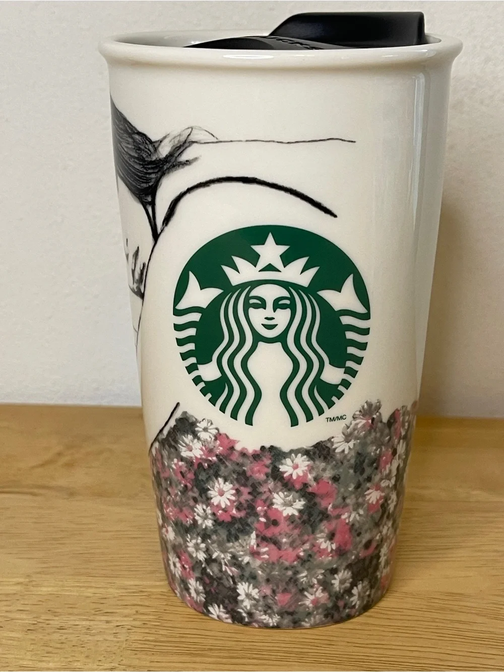 Starbucks Charlotte Ronson 2013 Illustrated Ceramic Travel Mug Tumbler Floral